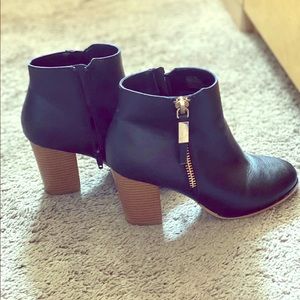 Black leather booties
